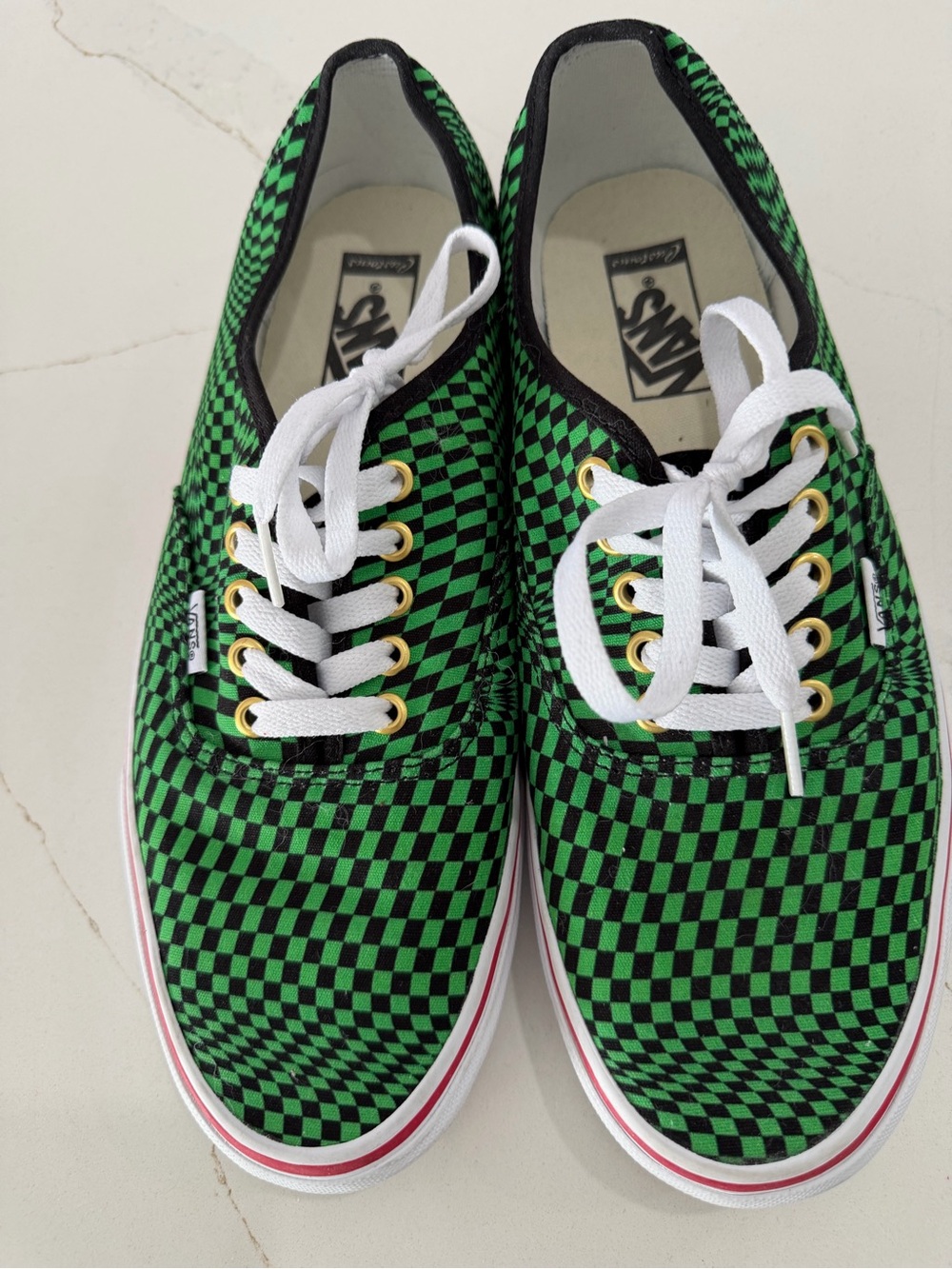 Vans Authentic Checkerboard Low-Top Sneakers - Green/Black